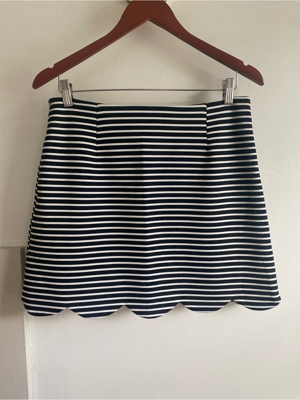 Necessary Objects Black and White Striped Scallop-Hem Mini Skirt - Picture 3 of 3